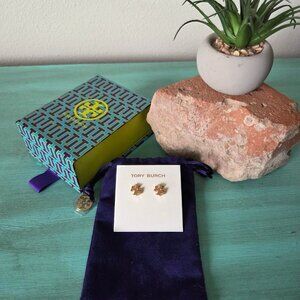 Tory Burch icon logo rose gold earrings